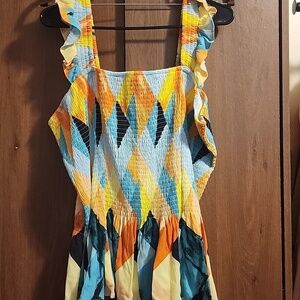 Torrid 3 Peplum Washable Crinkle Gauze Smocked Tank Top NWT
